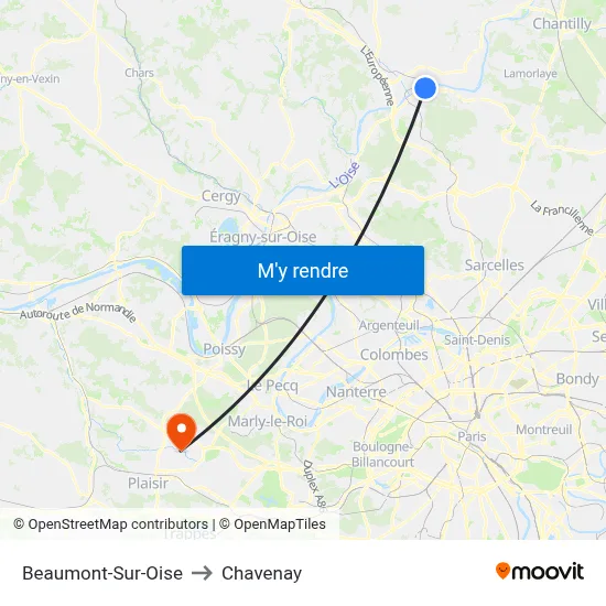 Beaumont-Sur-Oise to Chavenay map