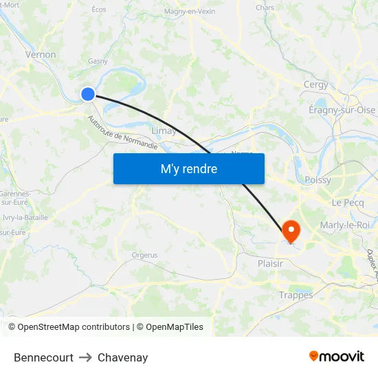 Bennecourt to Chavenay map