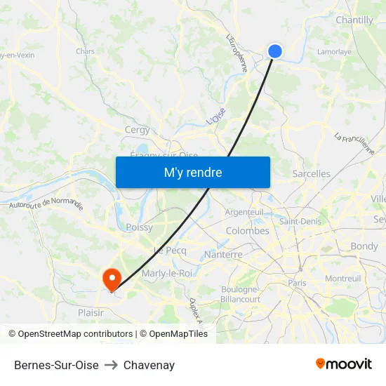 Bernes-Sur-Oise to Chavenay map