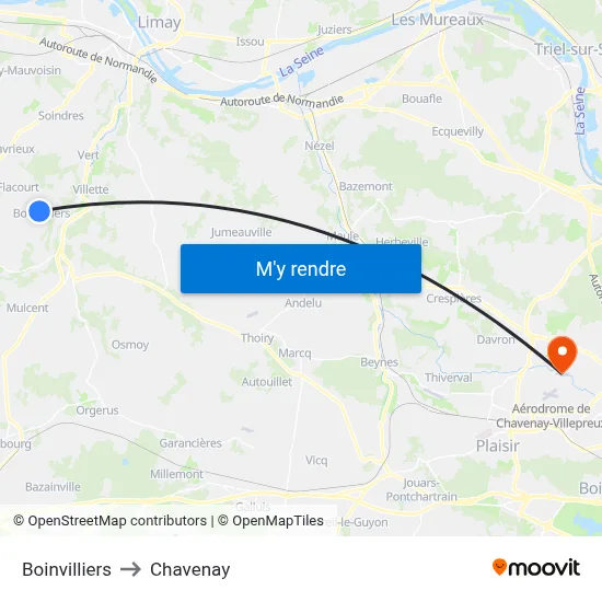 Boinvilliers to Chavenay map