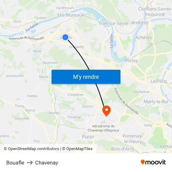 Bouafle to Chavenay map
