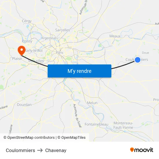 Coulommiers to Chavenay map