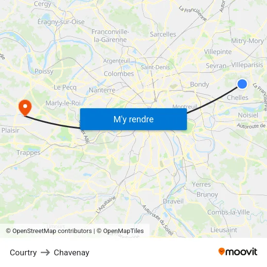 Courtry to Chavenay map