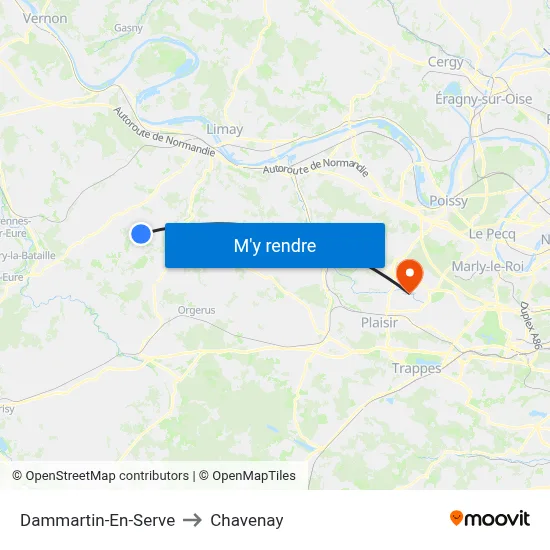 Dammartin-En-Serve to Chavenay map