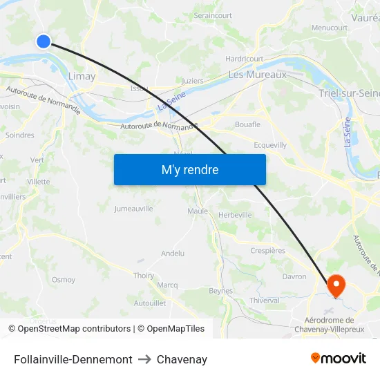 Follainville-Dennemont to Chavenay map