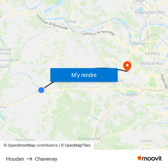 Houdan to Chavenay map