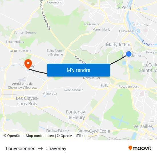 Louveciennes to Chavenay map