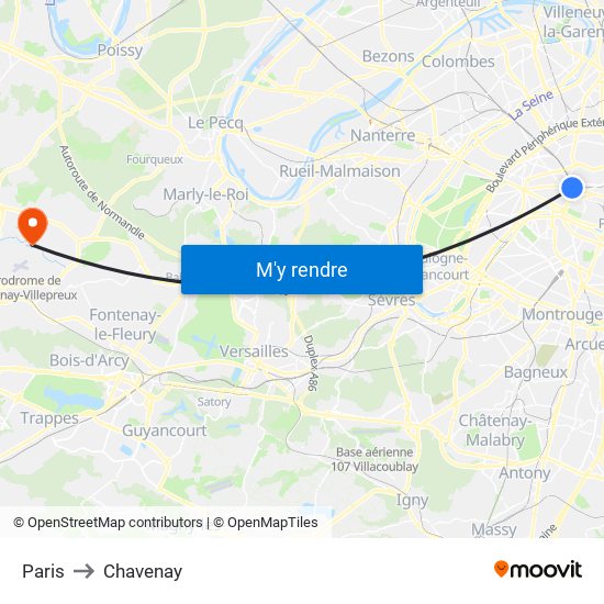 Paris to Chavenay map