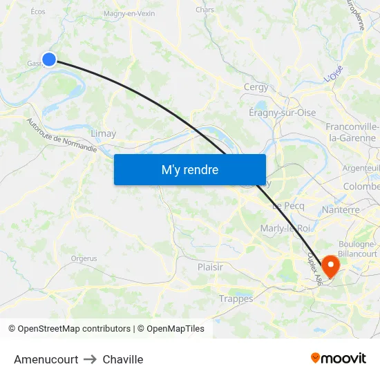 Amenucourt to Chaville map