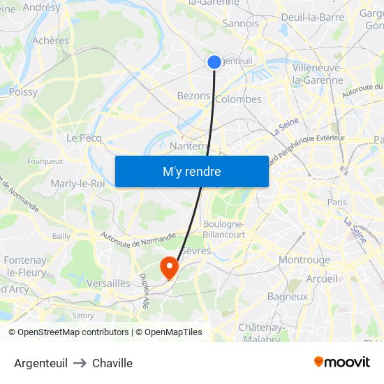 Argenteuil to Chaville map