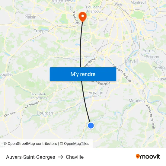 Auvers-Saint-Georges to Chaville map