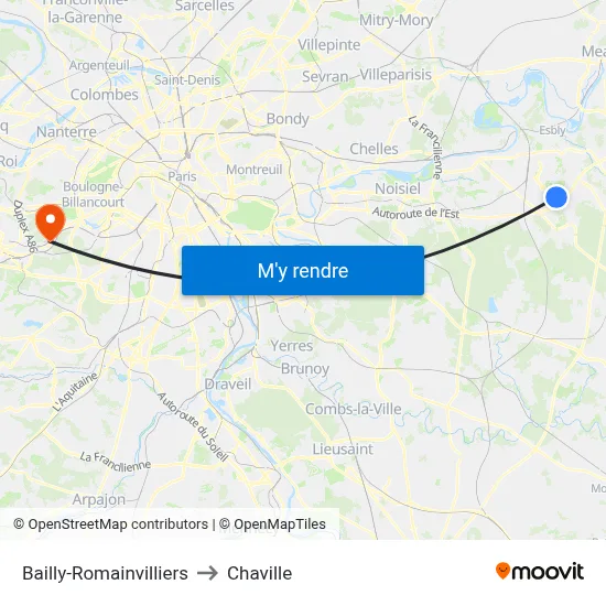Bailly-Romainvilliers to Chaville map