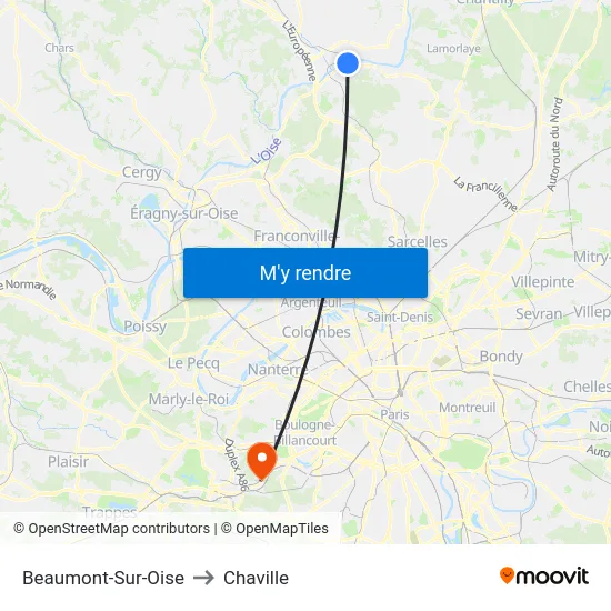 Beaumont-Sur-Oise to Chaville map