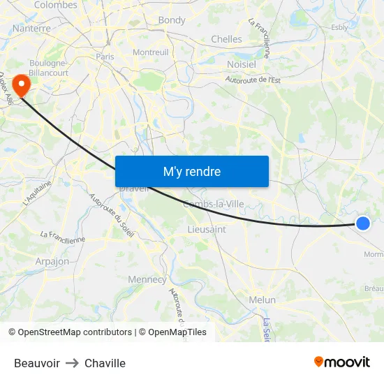 Beauvoir to Chaville map