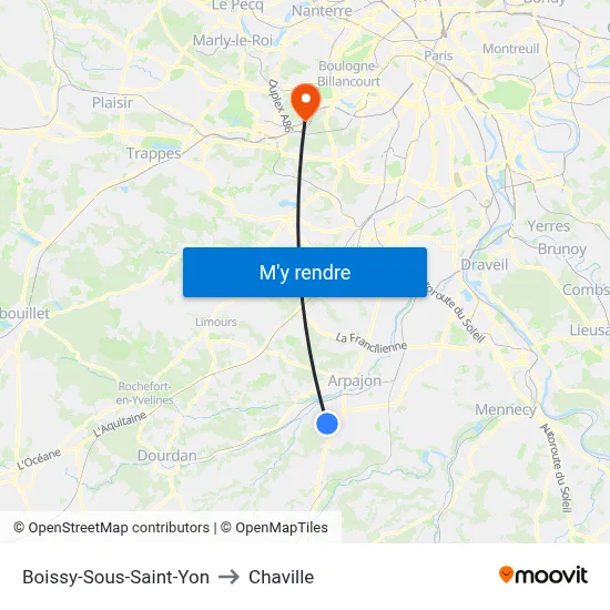 Boissy-Sous-Saint-Yon to Chaville map