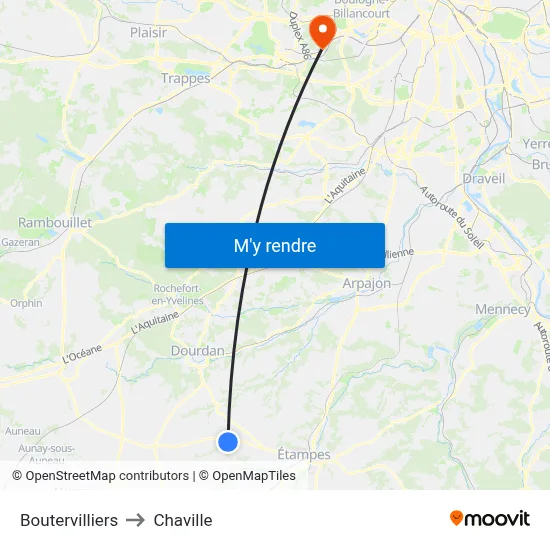 Boutervilliers to Chaville map