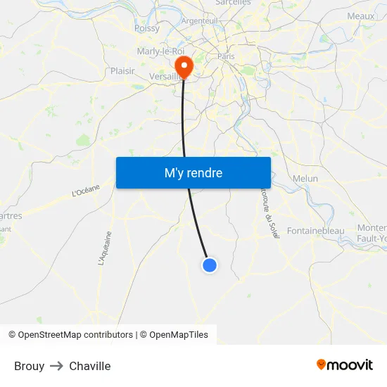 Brouy to Chaville map
