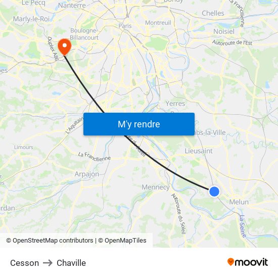 Cesson to Chaville map