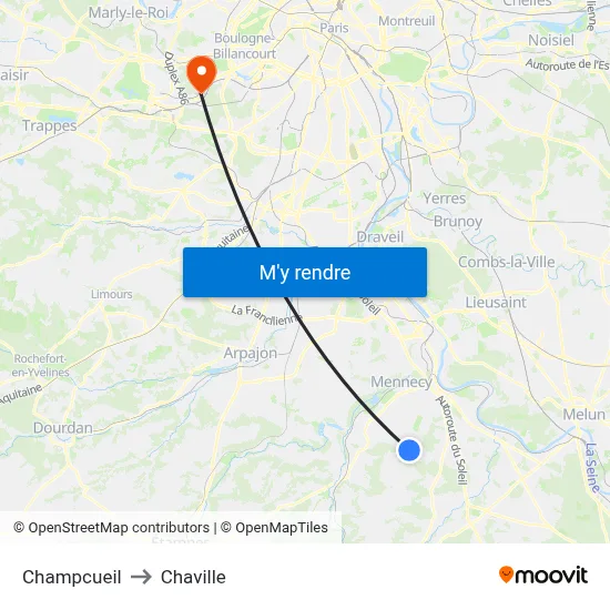 Champcueil to Chaville map