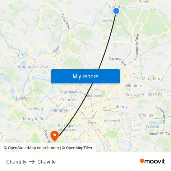 Chantilly to Chaville map