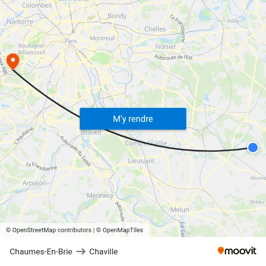 Chaumes-En-Brie to Chaville map