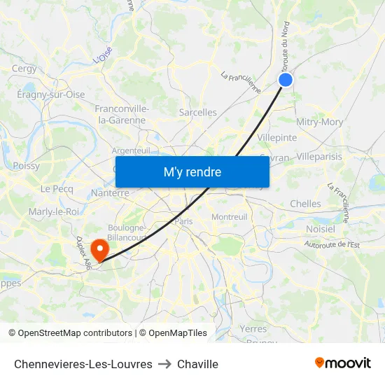 Chennevieres-Les-Louvres to Chaville map