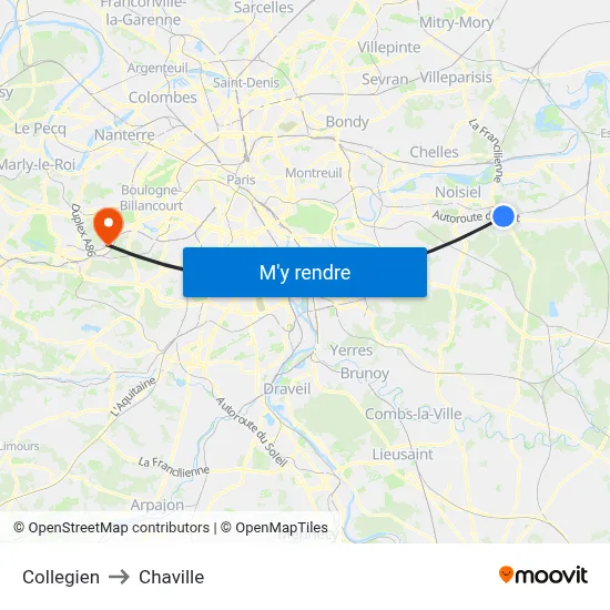 Collegien to Chaville map