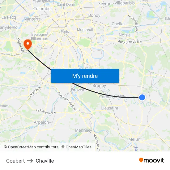 Coubert to Chaville map