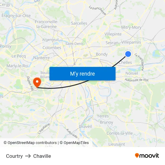Courtry to Chaville map
