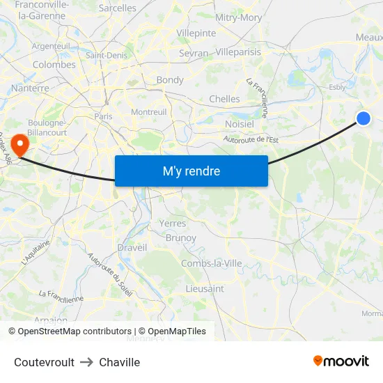 Coutevroult to Chaville map