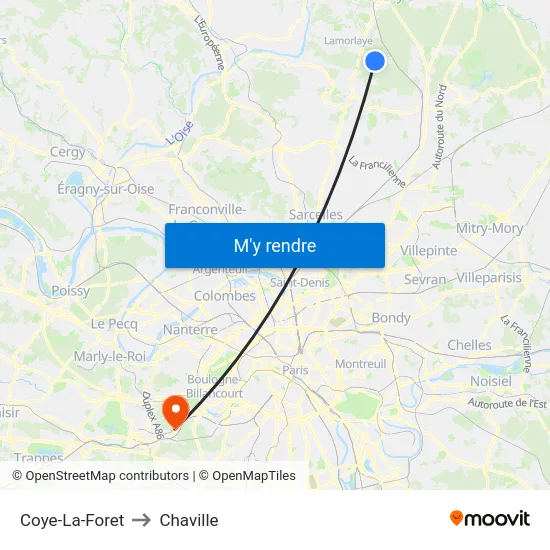 Coye-La-Foret to Chaville map