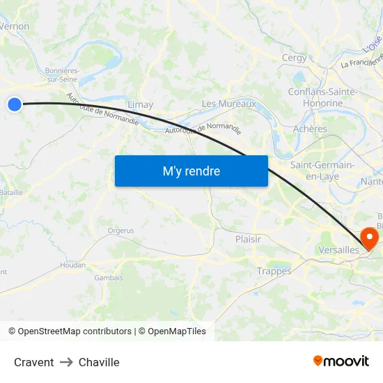 Cravent to Chaville map
