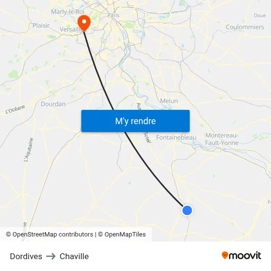 Dordives to Chaville map