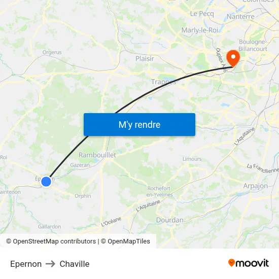 Epernon to Chaville map