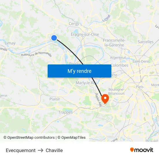 Evecquemont to Chaville map