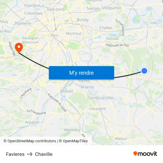 Favieres to Chaville map