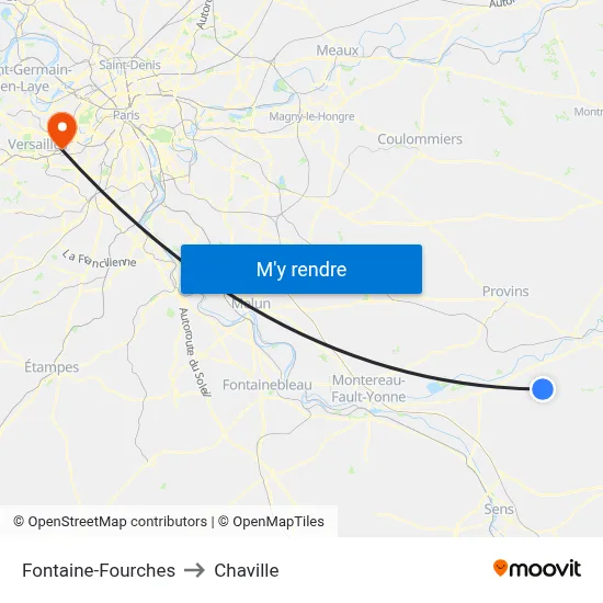 Fontaine-Fourches to Chaville map