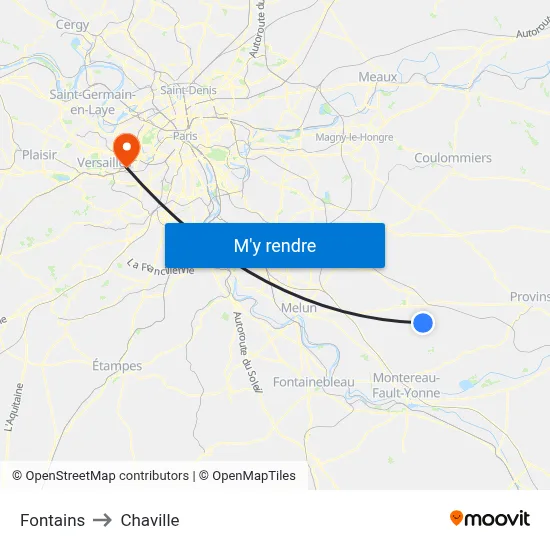 Fontains to Chaville map