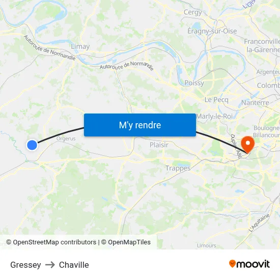 Gressey to Chaville map