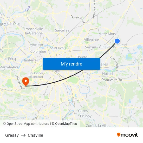 Gressy to Chaville map