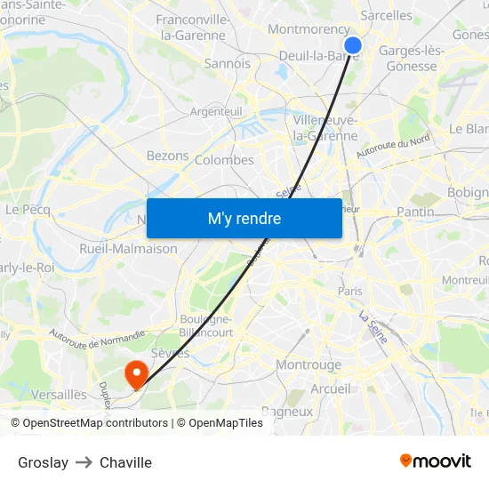 Groslay to Chaville map