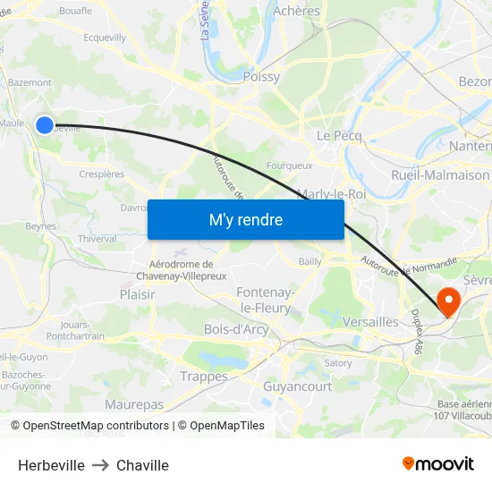 Herbeville to Chaville map
