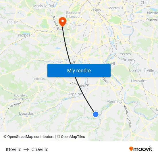 Itteville to Chaville map