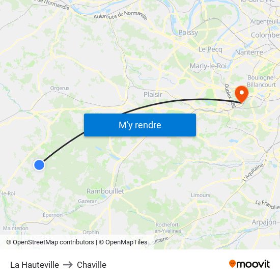 La Hauteville to Chaville map