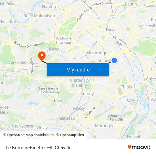 Le Kremlin-Bicetre to Chaville map