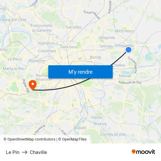 Le Pin to Chaville map