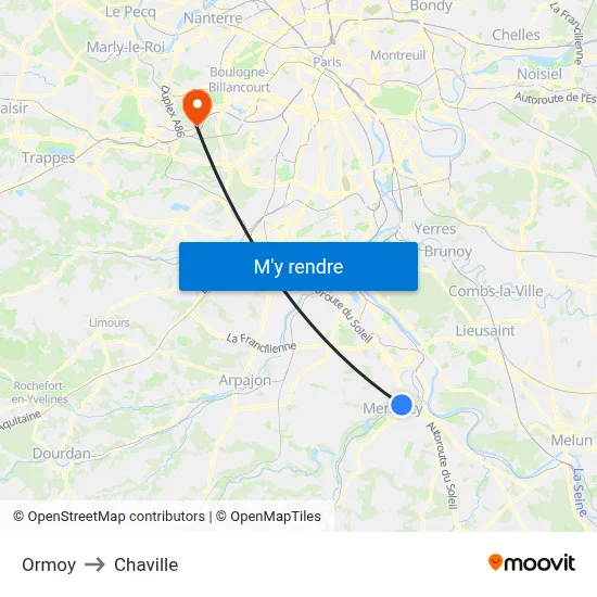 Ormoy to Chaville map