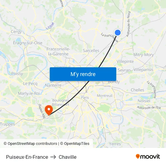 Puiseux-En-France to Chaville map