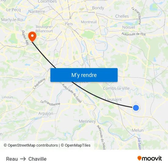 Reau to Chaville map