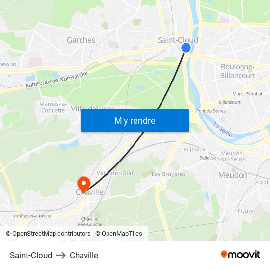 Saint-Cloud to Chaville map